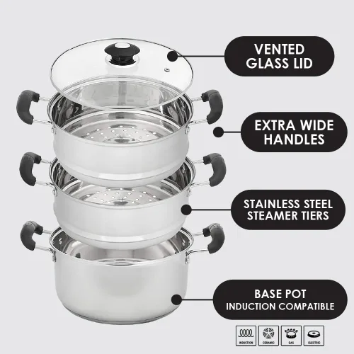 Miniatura 4 de CONCORD - Utensilios de cocina de acero inoxidable de 3 niveles, 9.4 in (compatible con inducción)