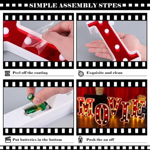 Miniatura 4 de Yoiemivy Letras con luz LED, letras de marquesina con brillantina plateada, letras del alfabeto brillante para decoración de fiestas, bares