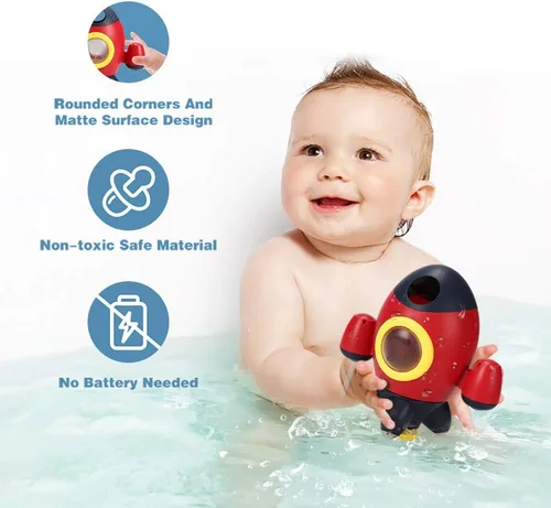 Miniatura 2 de Elovien Juguetes de Baño, Juguetes de Baño con Cohete Espacial para Niños Pequeños de 1 a 3 Años, Juguetes de Baño para Bebés que Rocían Agua