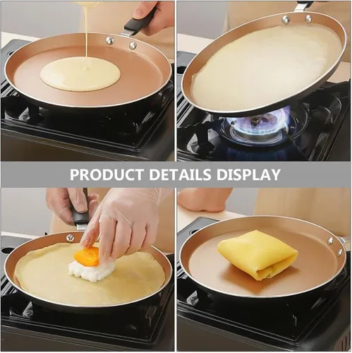 Miniatura 8 de Hemoton Sartén anodizada dura de aluminio antiadherente sartén de tortilla de 11 pulgadas