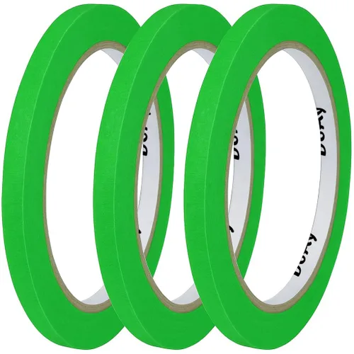Paquete de 3 cintas adhesivas verdes para pintores – Cinta adhesiva de 0.25 pulgadas de ancho – Multisuperficie, adherencia inteligente, interior y