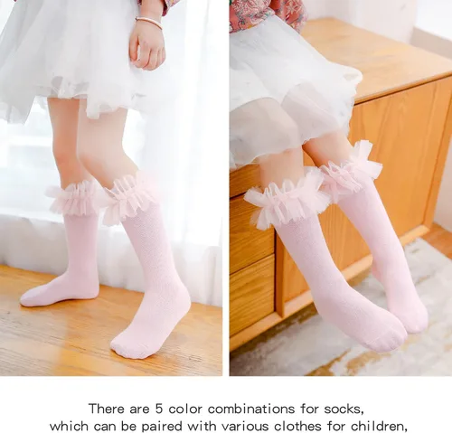 Miniatura 8 de Calcetines largos con volantes para bebés y niñas de 6 a 12 meses