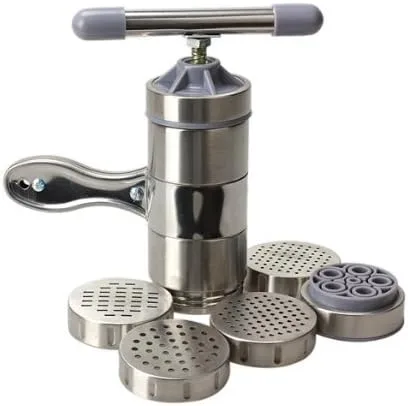 Miniatura 2 de Máquina manual de acero inoxidable para hacer pasta a presión con 5 boquillas diferentes para hacer fideos