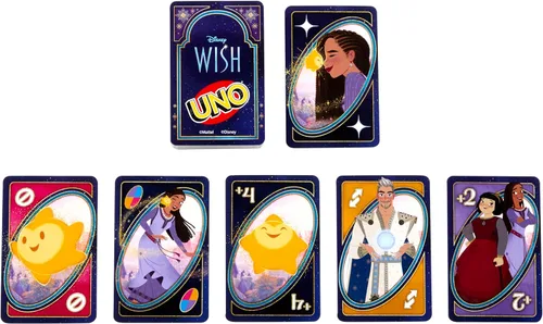 Miniatura 5 de Mattel Games UNO - Juego de cartas de deseos de Disney para niños, noche familiar y adultos con personajes de la película y regla especial, 2 a 10
