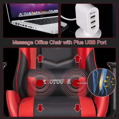 Miniatura 5 de Silla de masaje para juegos con reposapiés, silla de carreras de video, silla de computadora con respaldo alto, silla de computadora reclinable