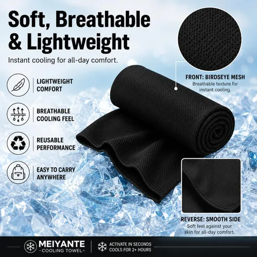 Miniatura 5 de Toallas de enfriamiento de 43.3 x 15.7 pulgadas, toalla de hielo, toalla de sudor, toallas de enfriamiento para cuello y cara, envolturas