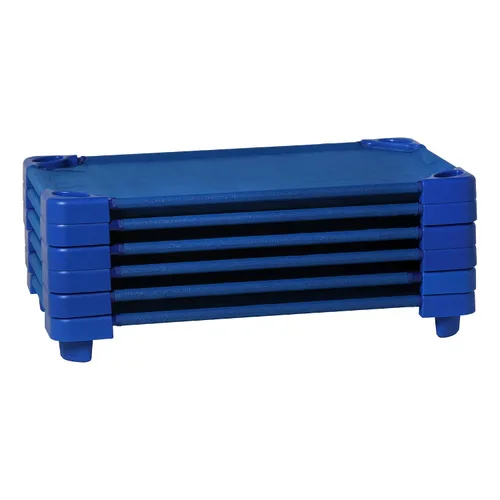 Miniatura 2 de Sprogs SPG-AUH1040-SO - Cunas apilables estándar para niños resistentes de 52 pulgadas de largo, color azul (paquete de 6) y sábanas estándar