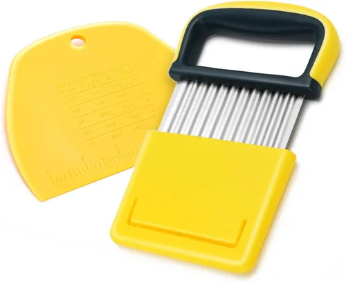 Picador de verduras - Cortador de acero inoxidable arrugado / cuchillo ondulado para verduras y cortador de papas fritas y raspador de masa de