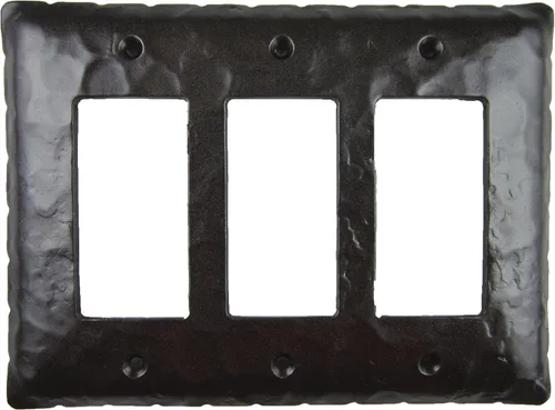 Rustic Rancho - Cubierta de placa de interruptor Triple Decora de hierro forjado EPH432 (bronce)