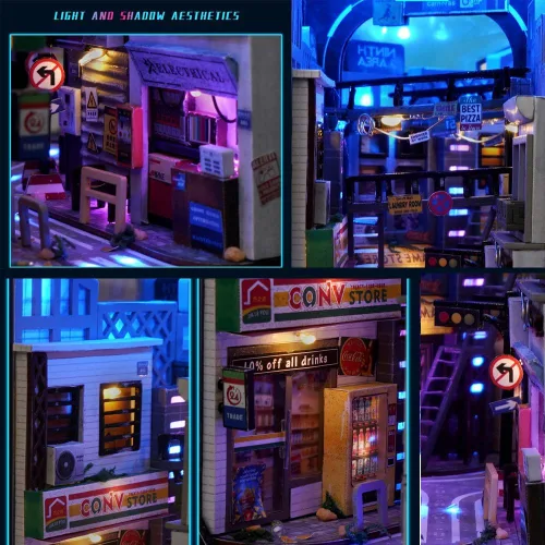Miniatura 3 de Soporte de madera 3D para libros, rompecabezas DIY casa de muñecas sujetalibros de madera, kit de construcción modelo de rincón para adolescentes