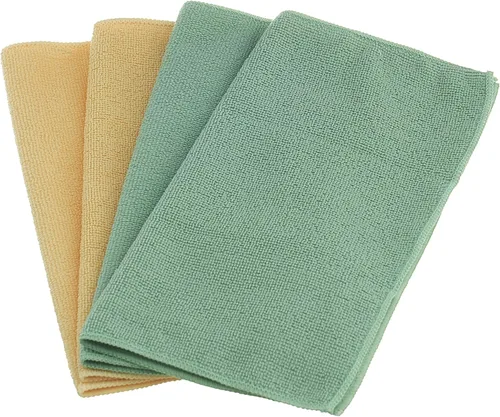 Miniatura 7 de Superio Paños de limpieza de microfibra, paquete de 4 (2 amarillas y 2 verdes), toallas absorbentes sin pelusa para automóviles, cocina, baño