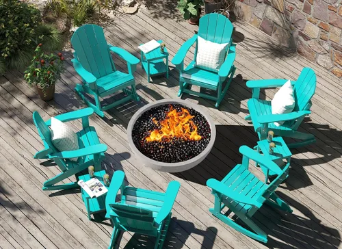 Miniatura 2 de GREENVINES Mecedora Adirondack Plástico HDPE Balancín de porche Silla para terraza de patio al aire libre Todo tipo de clima Aqua