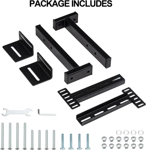 Miniatura 9 de Paquete de 2 soportes de cabecera ajustables para base de cama, kit de soportes de cabecera de metal para marco de cama, kit de extensión de estribo