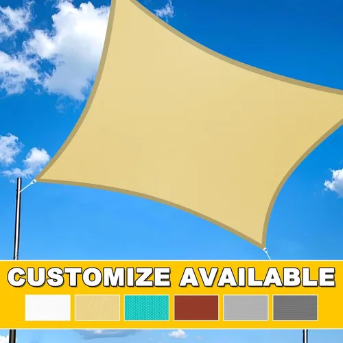 Miniatura 7 de Artpuch Toldo impermeable, 08 x 10 pies, color turquesa, rectangular, resistente a los rayos UV, tela de sombra con bordes curvos para patio al aire