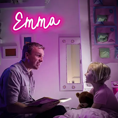 Miniatura 7 de Letrero de neón Emma para decoración de pared, luz LED con nombre para dormitorio de niños, decoración de fiesta de cumpleaños, tamaño 11.8 x 5.1