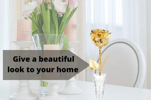 Miniatura 4 de Rosa natural bañada en oro de 24 quilates con caja de regalo roja para hombres y mujeres, 6 pulgadas de largo, la mejor opción de regalo en el día