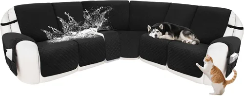 Miniatura 37 de Fundas para sofá modular reclinable, de terciopelo en forma de L, funda de consola central para perros y mascotas, lavable antideslizante, 1 funda