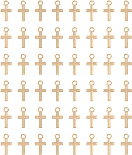 100 dijes de cruz de plata y oro de 0.630 x 0.315 in, aleación vintage de crucifijo de paz, cuentas para manualidades, kits de fabricación de joyas,