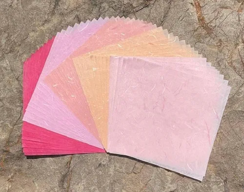 Miniatura 9 de 50 hojas de papel de fibra natural de morera de 6 x 6 pulgadas, papel cuadrado para origami, papel para manualidades, papel para plegado, papel