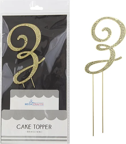 Miniatura 4 de Mega Crafts Decoración para tartas con diamantes de imitación dorados brillantes y cristales brillantes y aleación de metal duradero, ideal