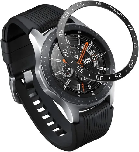 Miniatura 8 de PINHEN Estilo de bisel compatible con Galaxy Watch de 1.654 pulgadas / Gear Sport Bisel Ring Cubierta Adhesiva Antiarañazos de Aluminio Bisel Anillo