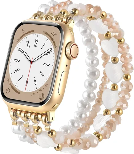 Miniatura 22 de AIRSPO Pulseras de cuentas compatibles con Apple Watch Band de 38, 40, 41, 42, 44 y 45 mm, hechas a mano, para series SE 8, 7, 6, 5, 4, 3, 2, 1