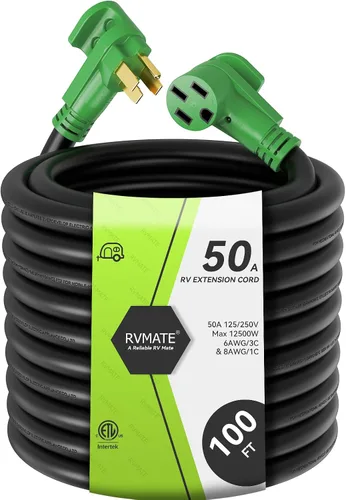 Miniatura 15 de RVMATE Cable de extensión de alimentación con cerradura para RV/generador de 50 amperios y 15 pies, mango de fácil enchufe, 14-50P a SS 2-50R