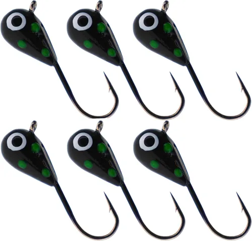Miniatura 23 de Reaction Tackle Plantillas de pesca en hielo de tungsteno - Plantilla súper sensible en forma de lágrima para panfish, crappie, lucioperca, perca
