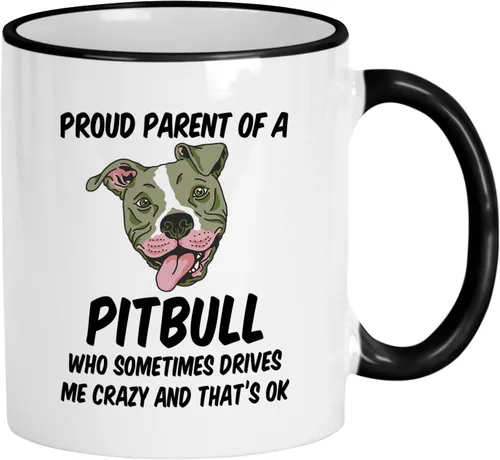 Casitika Taza Pitbull. Taza de café Pit Bull Dad de 11 onzas. Orgulloso padre de un perro Pitbull que a veces me vuelve loco y eso está bien. Regalo