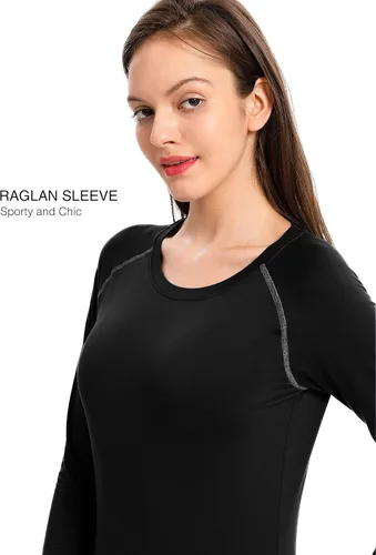 Miniatura 5 de Femofit Conjunto de ropa interior térmica para mujer, parte superior suave, capa base cálida, tallas S-XL, Negro