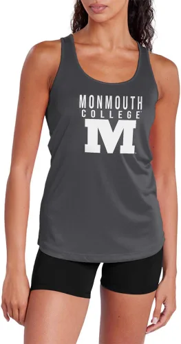 Miniatura 251 de Camiseta deportiva sin mangas oficial de la NCAA Collegiate para mujer, con espalda cruzada, logotipo primario, colección carbón