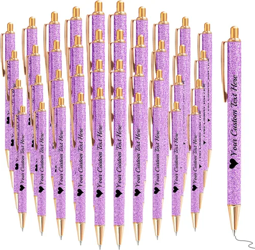 Miniatura 28 de Bolígrafos con purpurina personalizados con nombre, bolígrafos bonitos y bonitos personalizados, bolígrafos retráctiles de tinta negra, suministros