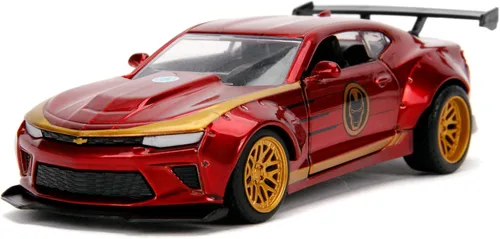 Jada Toys Metals - Vehículo fundido a presión de los Vengadores 2016 Chevy Camaro, escala 1:32, rojo, amarillo y rojo