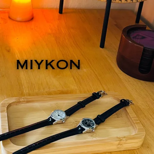 Miniatura 4 de Miykon Relojes para mujer – Delicado pequeño reloj analógico para mujer con correa de cuero vegano negro – Segundero, pulido iónico, cristal