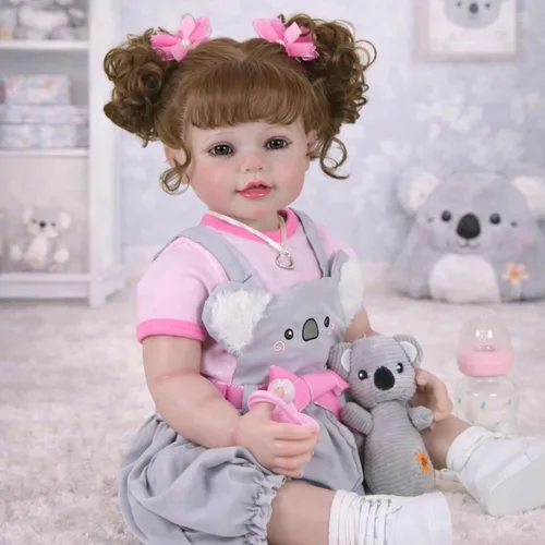 Miniatura 6 de Koala Cuddles - Muñeca realista Reborn de 22 pulgadas con pelo enraizado, cara pintada a mano en 3D y cuerpo de vinilo suave completo, atuendo rosa