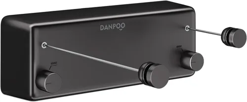 Danpoo Tendedero retráctil resistente para exteriores, 2 x 13.8 pies, doble línea de ropa para exteriores, para patio, patio trasero, RV para Negro