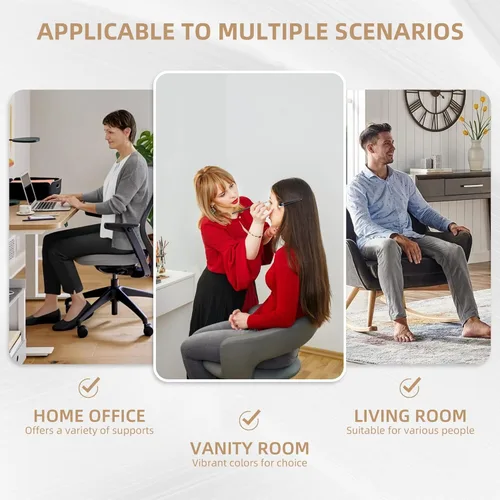 Miniatura 7 de Westice Silla de Escritorio de Terciopelo, Silla Cómoda Dorada para Oficina en Casa con Respaldo Tejido a Mano, Silla Giratoria de Altura Ajustable