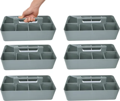 Miniatura 24 de Cesta grande portátil, divisores DIY, 8 compartimentos, organizador para suministros escolares, de oficina, para el hogar y negocios, cesta portátil