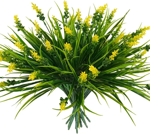 Miniatura 12 de obbsie 12 paquetes de plantas artificiales para exteriores, 18.2" resistentes a los rayos UV, tallos de hierba mono artificial, vegetación, no se