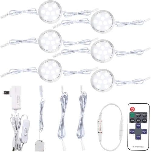 Miniatura 8 de Lámpara de luz LED para debajo del armario, luz LED para debajo del gabinete, en serie, enlazable, control remoto inteligente regulable, enchufe