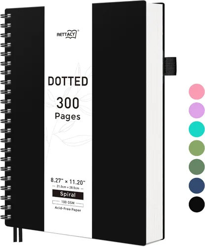 Miniatura 47 de RETTACY Cuaderno de viñetas punteado, 300 páginas, tamaño grande A4 (20,8 cm × 28,4 cm), papel grueso de 100 gsm, cubierta flexible de plástico, Lila