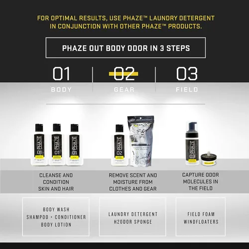 Miniatura 3 de PhaZe 2 Detergente para ropa - Sistema de control de aroma y eliminación de olores #1 Deer Hunter - 8 onzas