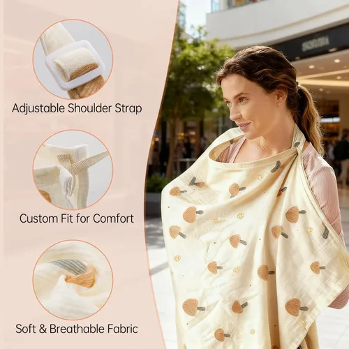 Miniatura 3 de Cubierta de lactancia con ventilador, delantal de lactancia ajustable transpirable, con cuello de arco para mujer, con clip de mini ventilador