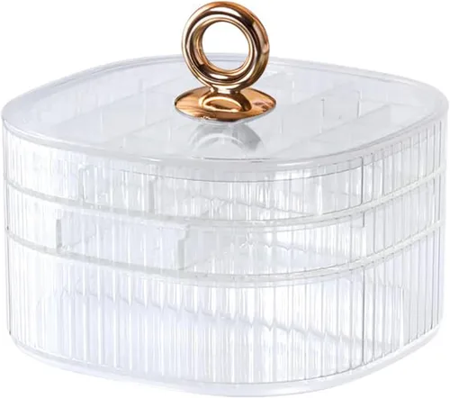 Joyero, organizador de joyas de acrílico de 3 capas con asa, cajas de joyería transparentes para mujeres y niñas, organizador de maquillaje, soporte