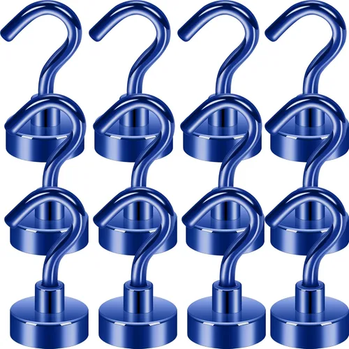 Miniatura 37 de NEOSMUK - Ganchos magnéticos de alta resistencia con imán de neodimio extrafuerte para colgar en refrigerador, caja de herramientas, crucero o Azul