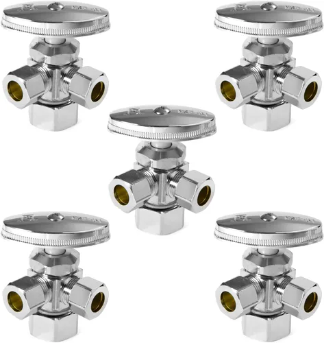 Miniatura 21 de EFIELD Válvula de parada angular de doble salida multigiro, entrada de tubo PEX-A de expansión de 1/2" F1960 x salida de compresión