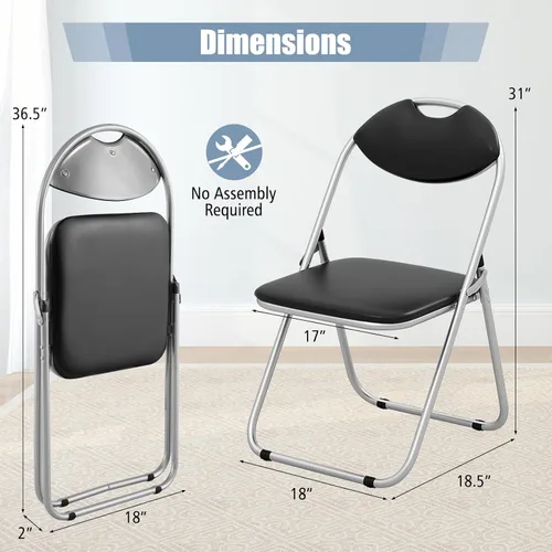 Miniatura 3 de HAPPYGRILL Paquete de 2 sillas plegables, sillas portátiles para tarjetas con respaldo y asiento acolchado, juego de sillas de metal para sala