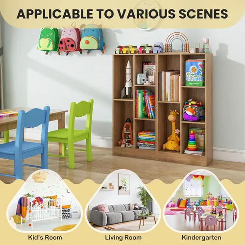 Miniatura 6 de Costzon 5-Cube Kids Bookshelf, 41” Tall Wooden Toy Storage Organizer for Books Toys, 3-Tier Storage Cabinet, Bookcase for Kids Room, Playroom