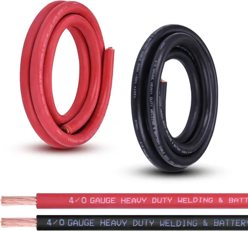 Miniatura 15 de Cable de Batería Calibre 2/0, 10 Pies Rojo + 10 Pies Negro 2/0 AWG Cable de Alambre de Soldadura de Cobre Puro, para Automotriz, Batería, Solar