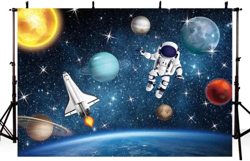 Miniatura 7 de AIBIIN Fondo de fotografía del espacio exterior de 7 x 5 pies, universo, planeta, estrella, galaxia, astronauta, cohete, fotografía, fondo